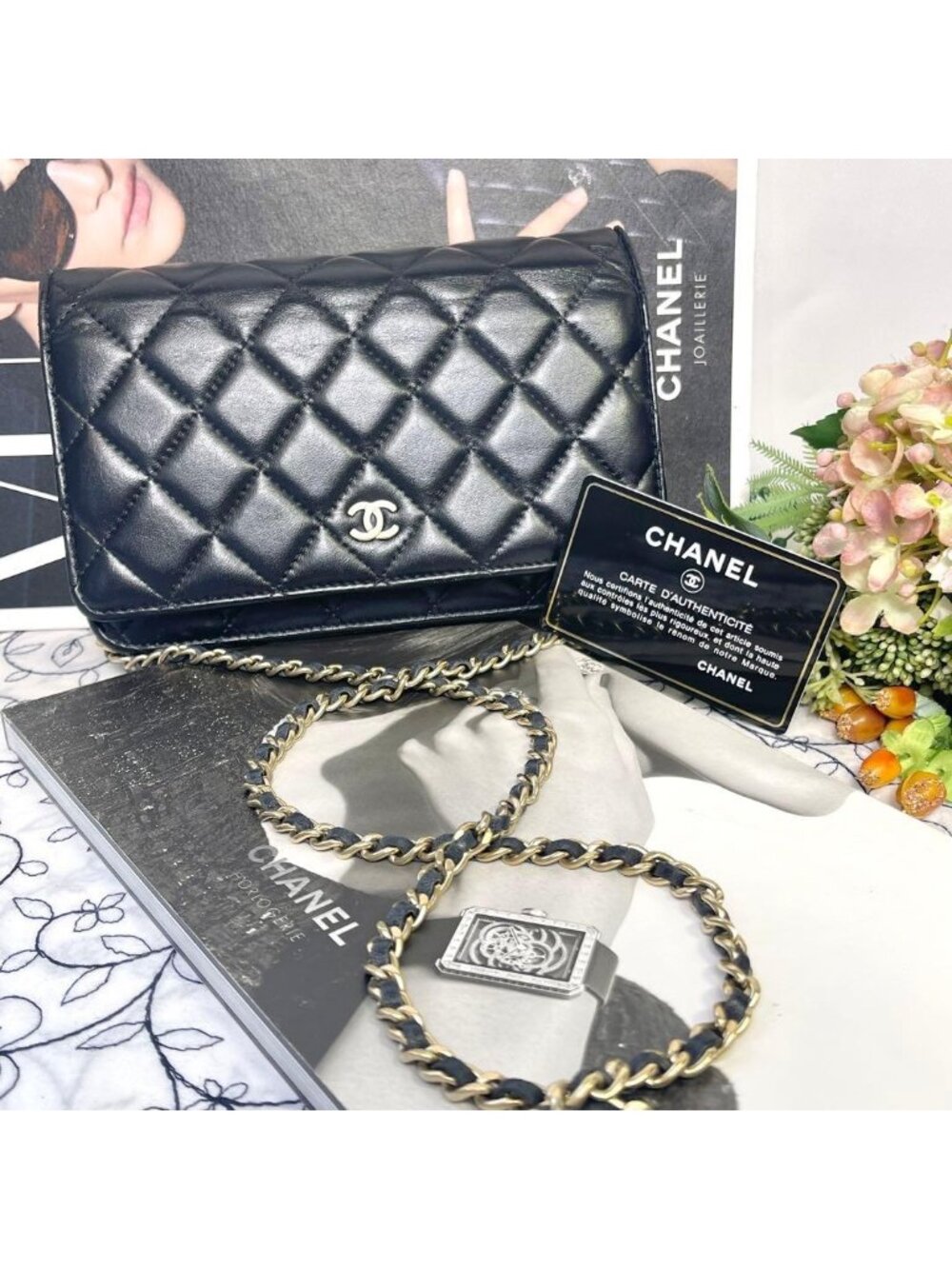Chanel Quilted Chain Wallet Lambskin